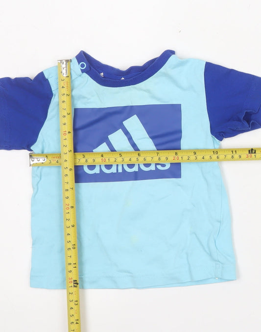 Adidas Unisex Baby Blue 6-9M Cotton Sports Shorts Set