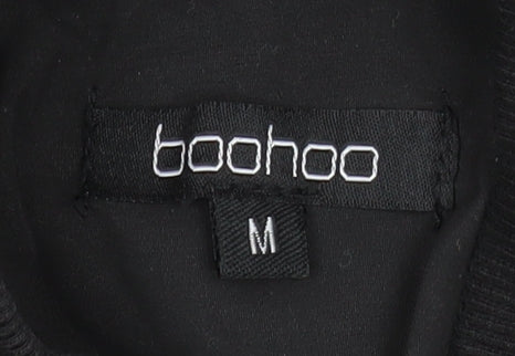Boohoo Women’s Black Mid-Length Zip Parka Jacket Size M