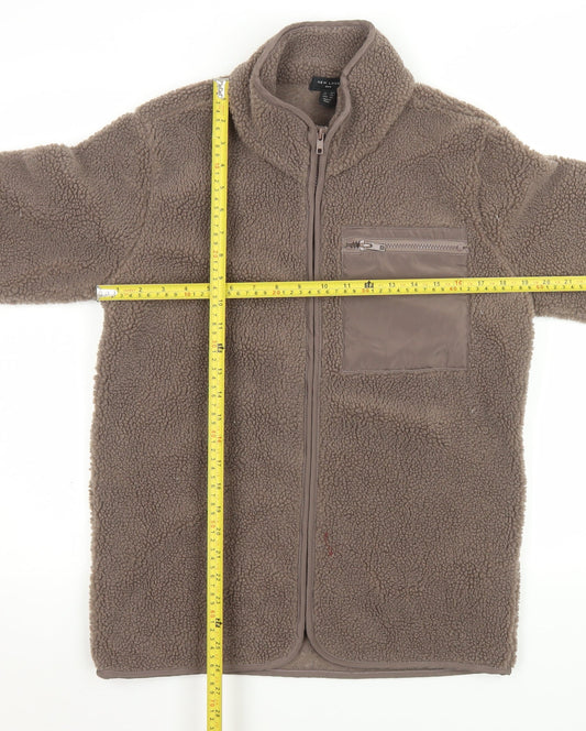 New Look Men Brown XS Full Zip Fleece Jacket