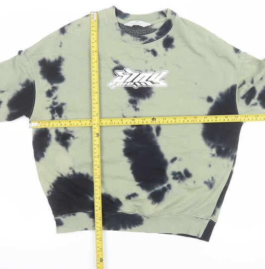 H&M Boys Green Tie-Dye Graphic Pullover Sweatshirt 9-10 Years