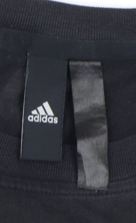 Adidas Men's Black Graphic Logo Short Sleeve Cotton T-Shirt M