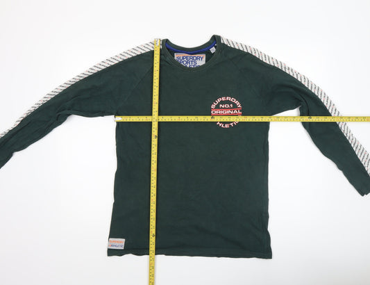 Superdry Men's Green Long Sleeve Athletic Logo Crew Neck Top Size L