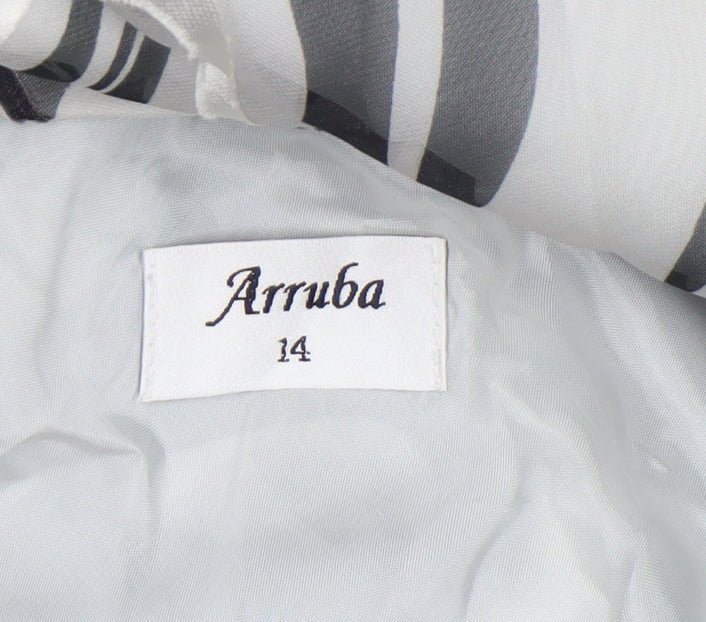 Arruba Women’s Grey Floral Silk Midi Flare Skirt Size 14