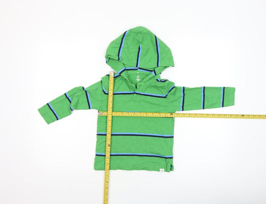 Baby Gap Boys Green Striped Hooded Long Sleeve T-Shirt 4 Years Cotton