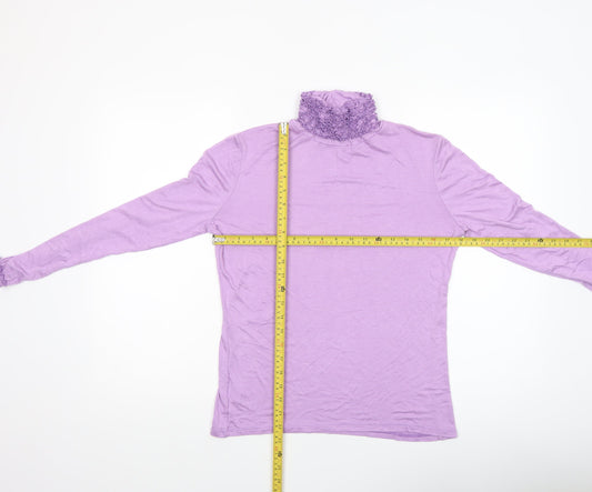 Aftershock London Women’s Purple Roll Neck Long Sleeve Jersey Blouse Size 12