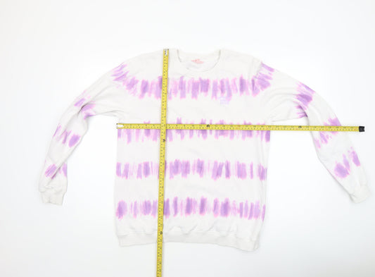 Strong Girls Club Women's White Purple Tie Dye Cotton Sweatshirt Size S