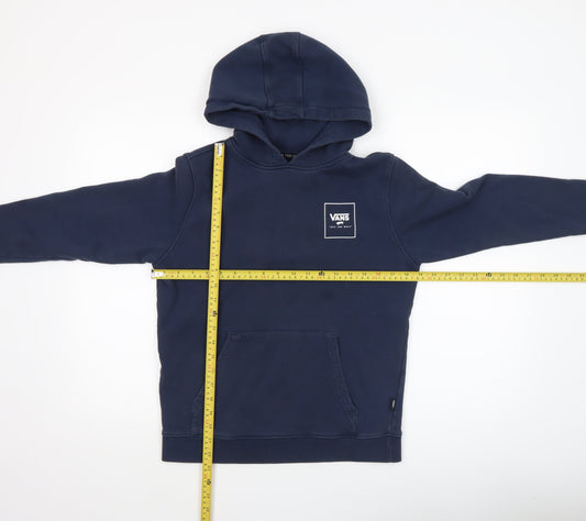 Vans Boys Navy Pullover Hoodie Large Logo Floral Graphic Blue Sweatshirt