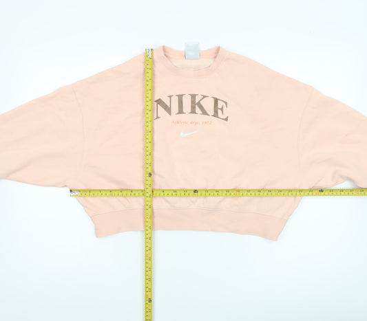 Nike Girls Pink Crew Neck Fleece Pullover Sweatshirt M 10-11 Years
