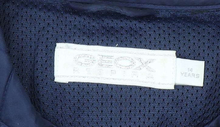 Additional view of Geox girls’ blue quilted mid-length belted jacket 14 years
