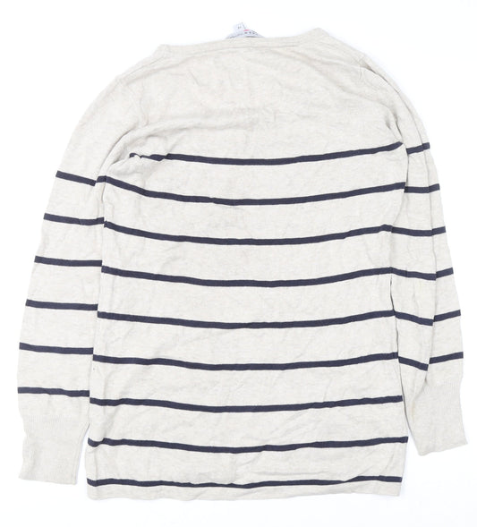 Crew Clothing Co. Women’s Beige Striped Cotton Jumper Size 14