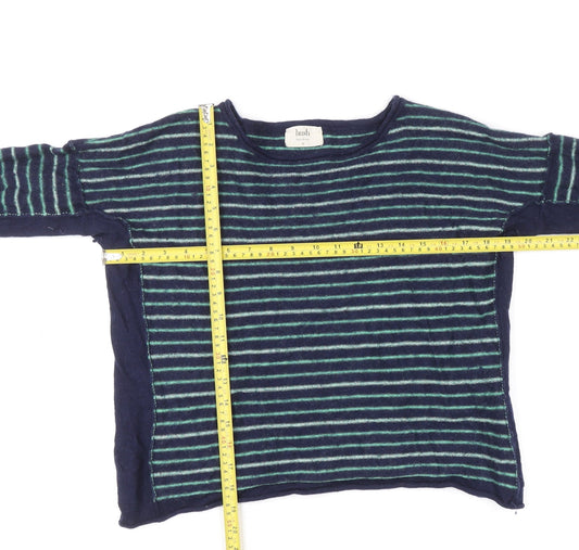 Hush Womens Blue Striped Wool Blend Crew Neck Long Sleeve Jumper M