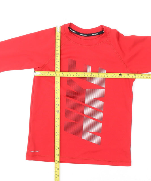 Nike Boys Red Dri-Fit Rash Guard Swim Top 8-10 Years Quick Dry UV