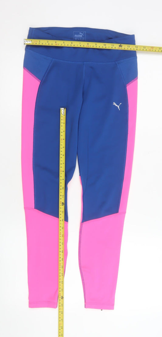 Puma Women's Blue Pink Leggings Size 14 Compression Running Trousers