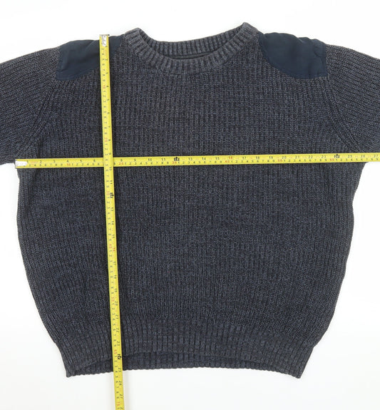 EASY 1973 Men's Grey Cotton Chunky Knit Crew Neck Jumper XL
