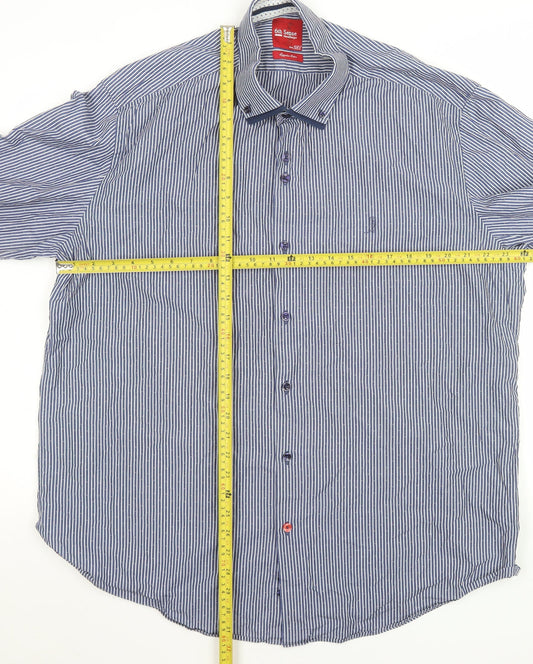 6th Sense Men's Blue Striped 3XL Egyptian Cotton Formal Shirt