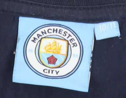 Manchester City Boys Blue Cotton Graphic T-Shirt 10-11 Years