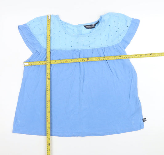 Regatta Women's Blue Tunic Style Blouse UK 16 Short Sleeve Viscose