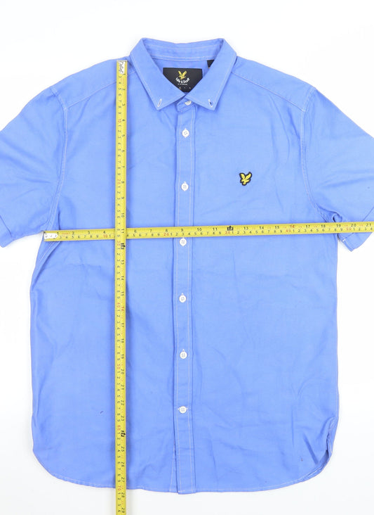 Lyle & Scott Men's Blue Short Sleeve Button-Up Cotton Shirt M