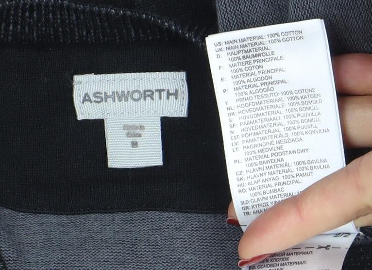 Ashworth Men's Black Cotton V-Neck Golf Jumper Size M