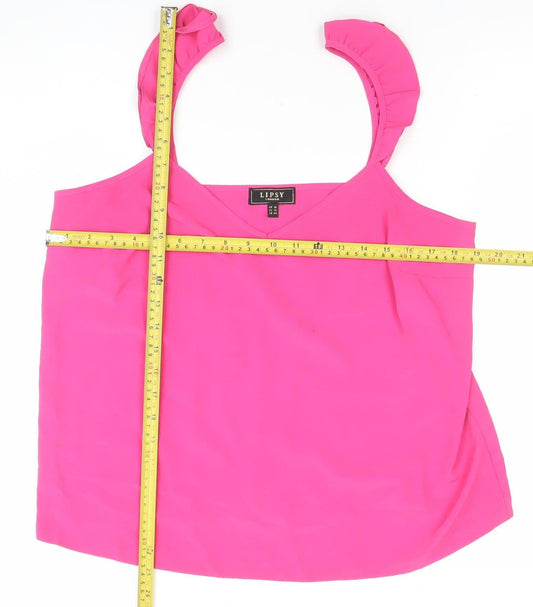 Lipsy London Womens Pink Size 14 Ruffle Strap Camisole Top