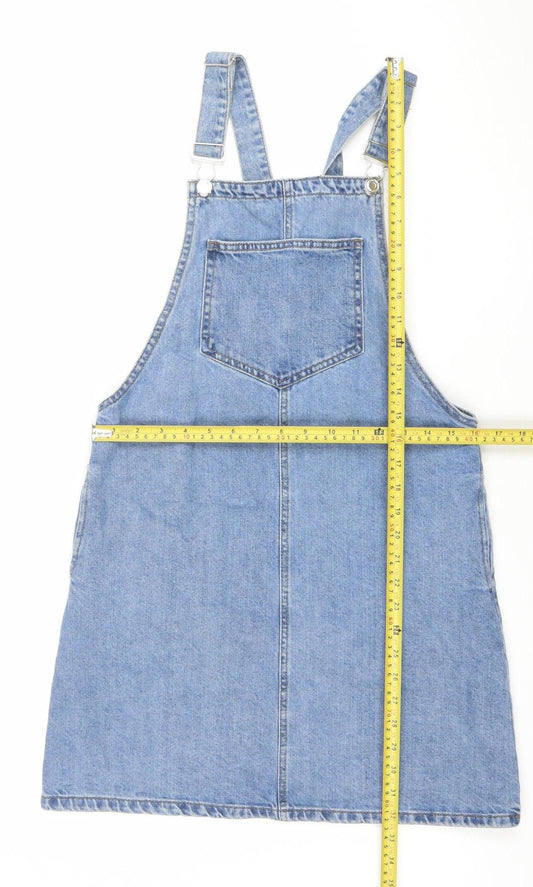 Denim Co. Women's Blue Cotton Pinafore Dress Size 10
