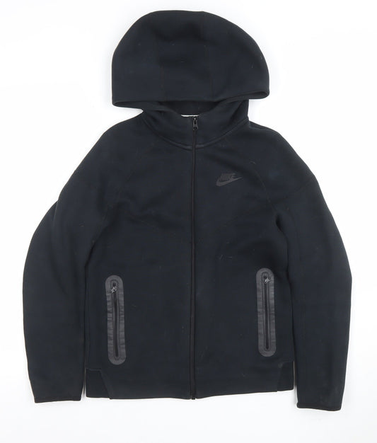 Nike Boys Black Full Zip Hoodie Size L 147-158cm Softshell Logo Pockets