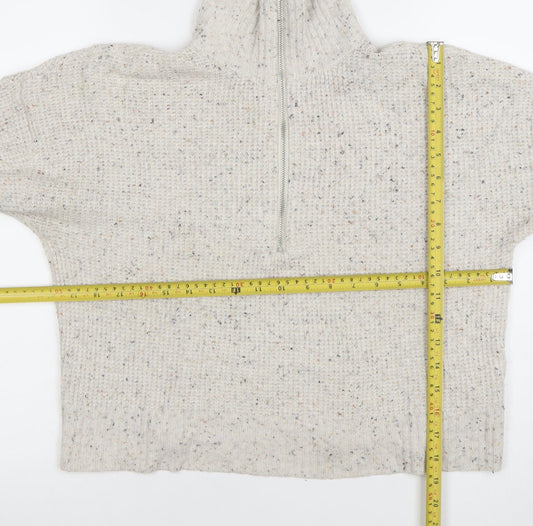 William Rast Women’s Beige 1/2 Zip High Neck Chunky Knit Jumper Size S