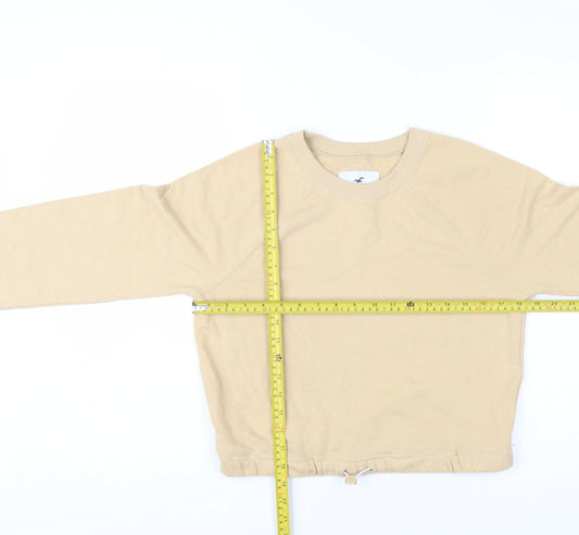 Hollister Women’s Beige Cotton Blend Crew Neck Pullover Sweatshirt Size S