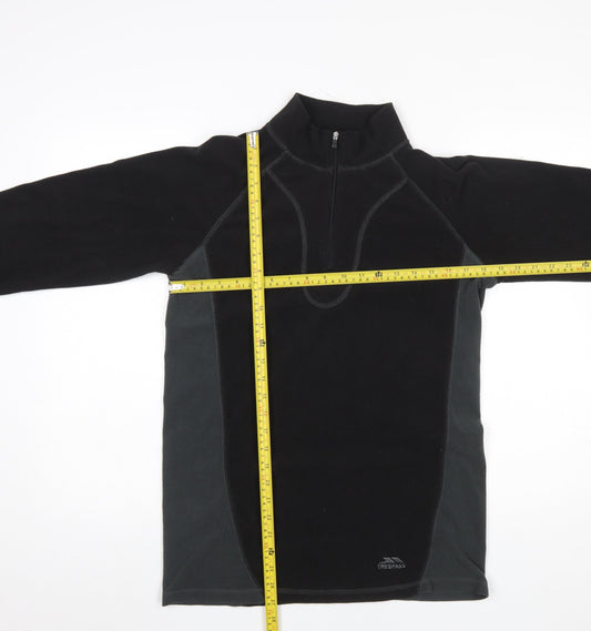 Trespass Mens Black Fleece 1/4 Zip Pullover Sweatshirt Size M