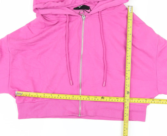 F&F Womens Pink Cropped Hooded Full Zip Activewear Jacket Size 16