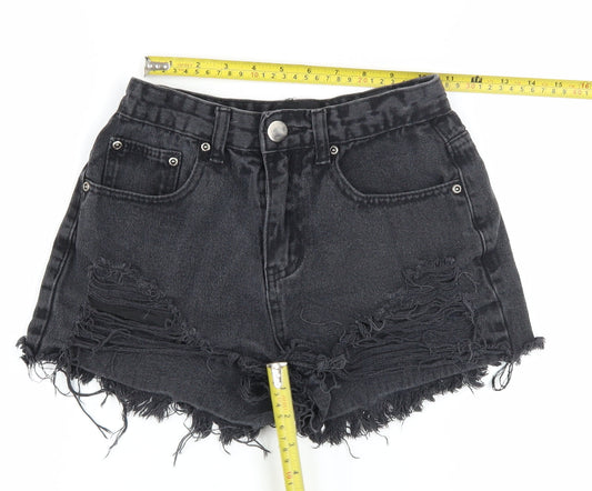 PrettyLittleThing Women’s Black Denim Cut-Off Shorts Size 6