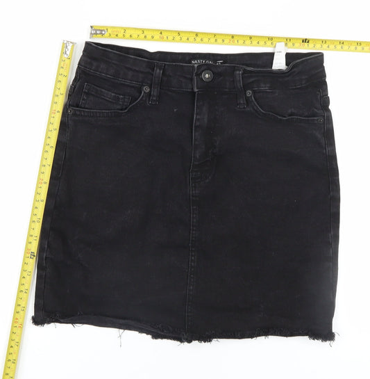 Nasty Gal Women’s Black Denim High Rise Mini Skirt Size 8