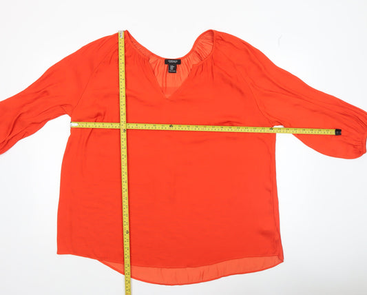 Jones New York Womens Orange V-Neck Tunic Blouse Size 18 Plus