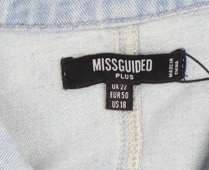 Missguided Plus Women’s Blue Denim Long Trench Coat UK 22