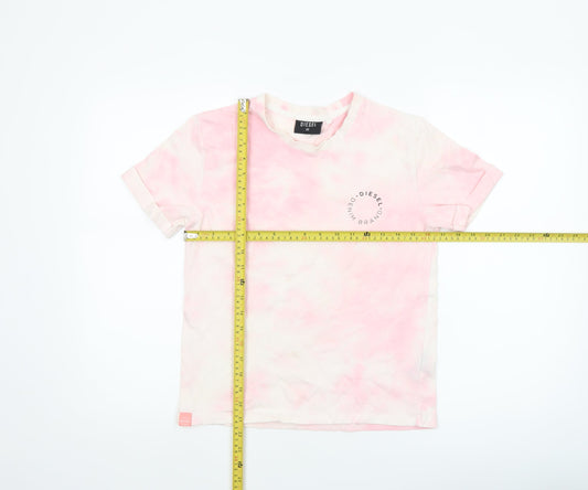 Diesel Womens Pink Tie-Dye Short Sleeve Cotton T-Shirt XS