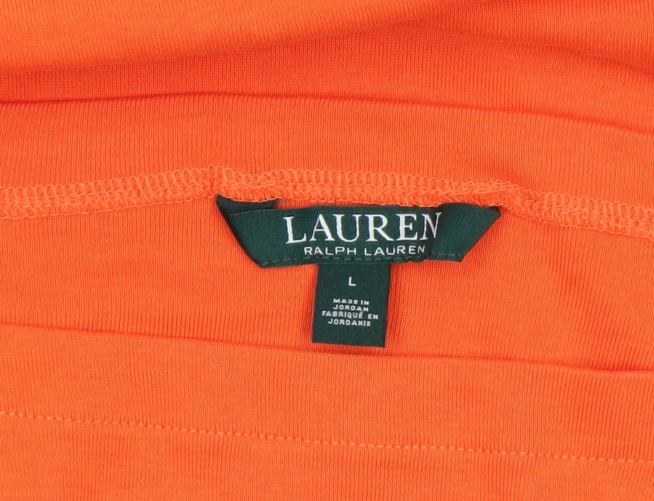 Ralph Lauren Women’s Orange Cotton Boat Neck Short Sleeve T-Shirt Size L