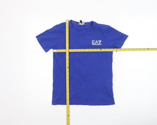 Emporio Armani Boys Blue 12 Years EA7 Cotton Logo T-Shirt