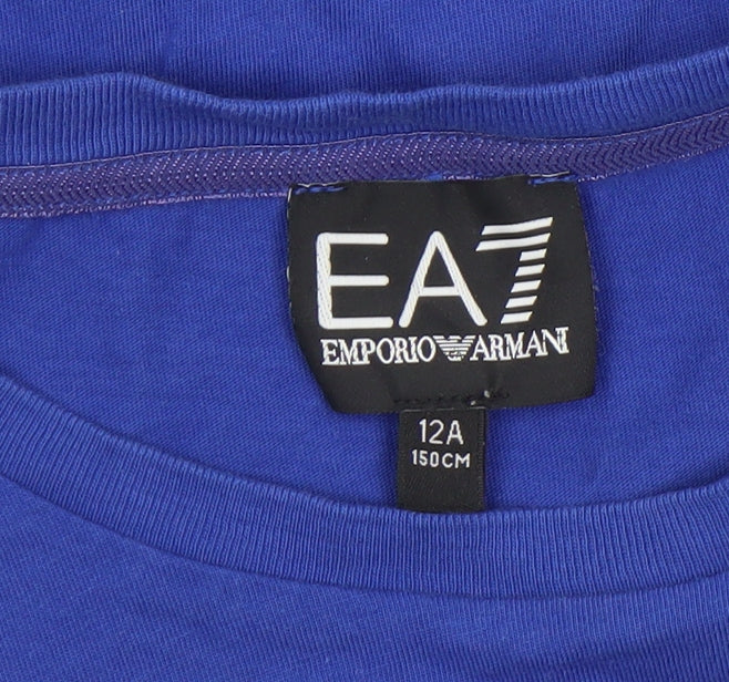 Emporio Armani Boys Blue 12 Years EA7 Cotton Logo T-Shirt