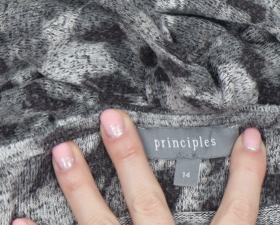 Additional view of Principles women’s grey animal print knit blouse, size UK 14