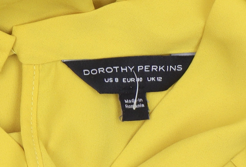 Dorothy Perkins Women Yellow Long Sleeve Tunic Blouse UK 12