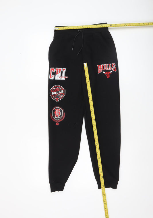 NBA Boys Black Jogger Sweatpants 11-12 Years Chicago Bulls Logo