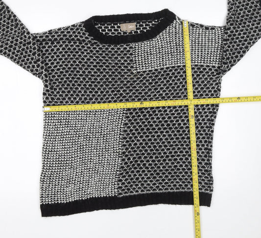 Soon Women's Black & White Patch Knit Jumper Size 14 Classic Style