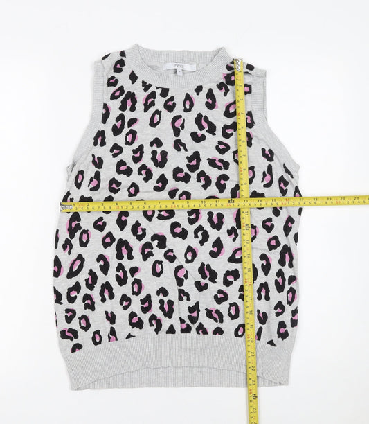 Next Women Grey Leopard Print Sleeveless Knit Vest M