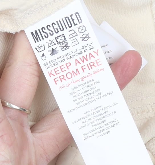 Missguided Women Ivory Cropped Satin Long Sleeve Blouse UK 10