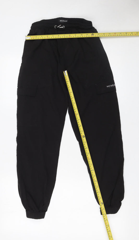 McKenzie Boys Black Cargo Trousers 14 Years Elastic Waist Joggers