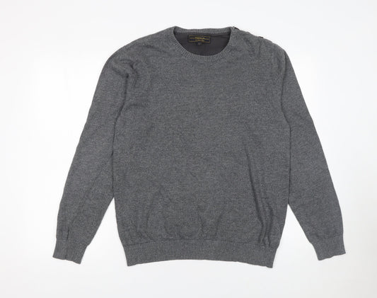 Jack & Jones Men’s Grey Cotton Crew Neck Pullover Jumper L