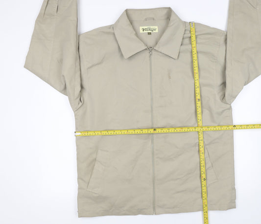 Urban Vintage Men's Beige L Basic Polyester Zip Jacket