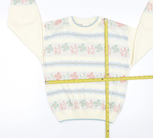 Amari Women’s Ivory Floral Knit Pullover Jumper Size 10-12