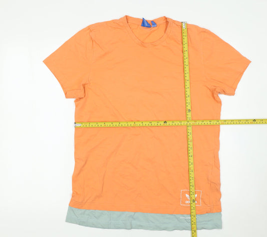 adidas Men's Orange Crew Neck Short Sleeve Cotton T-Shirt Size L