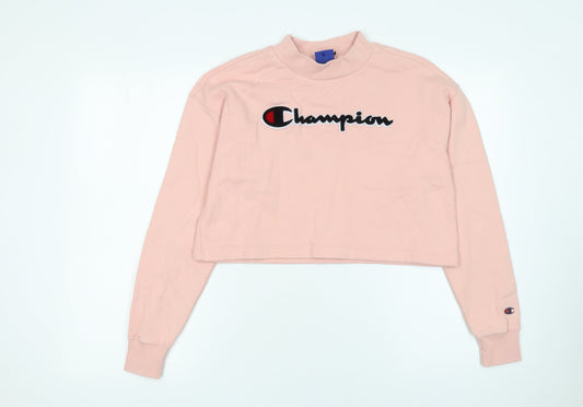 Champion Women's Pink Cropped Pullover Sweatshirt Small